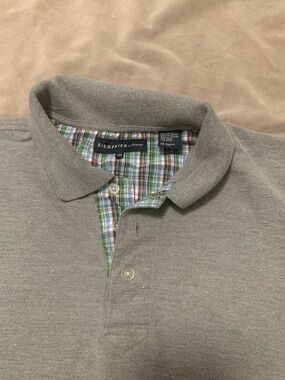 Siegfried Men’s Grey Polo with Plaid Inner Placket